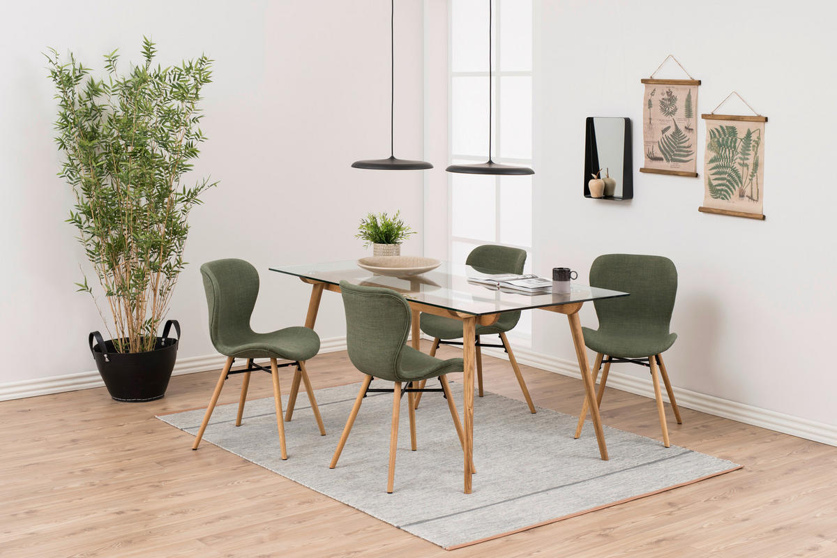 CHAISE  in  - vert/couleur de chêne, Lifestyle, textile/bois (47/82,5/53cm) - Livetastic