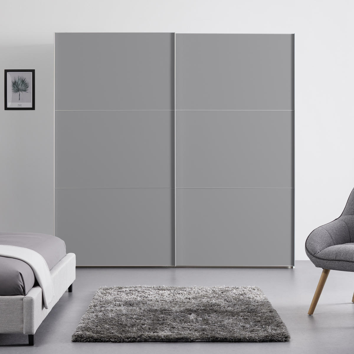 SCHWEBETÜRENSCHRANK in Grau  - Alufarben/Grau, Holzwerkstoff/Metall (225/222/68cm) - Moderano