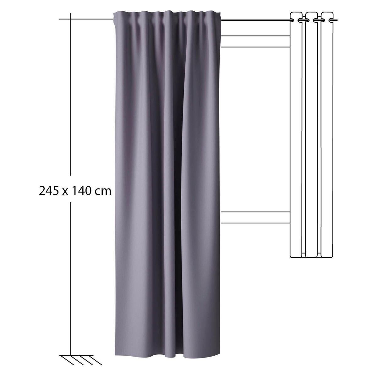 FERTIGVORHANG  black-out (lichtundurchlässig)  140/245 cm   - Hellgrau, Basics, Textil (140/245cm)
