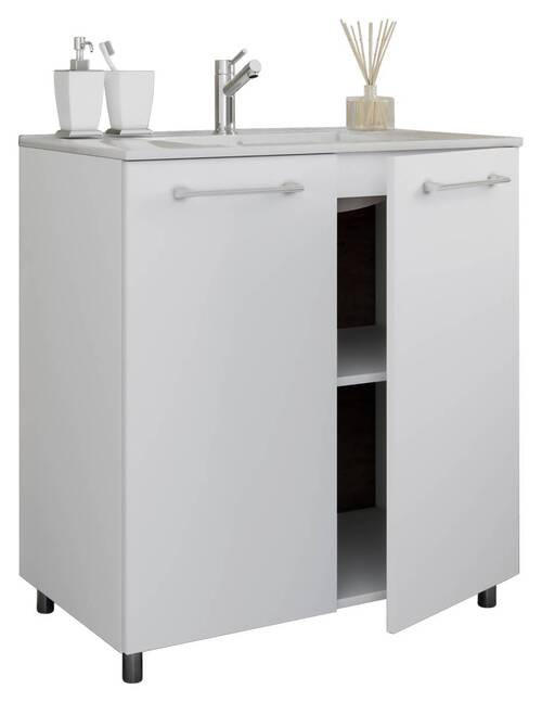 WASCHTISCHKOMBI 80 cm  - Silberfarben/Weiß, MODERN, Keramik/Holzwerkstoff (80cm) - MID.YOU