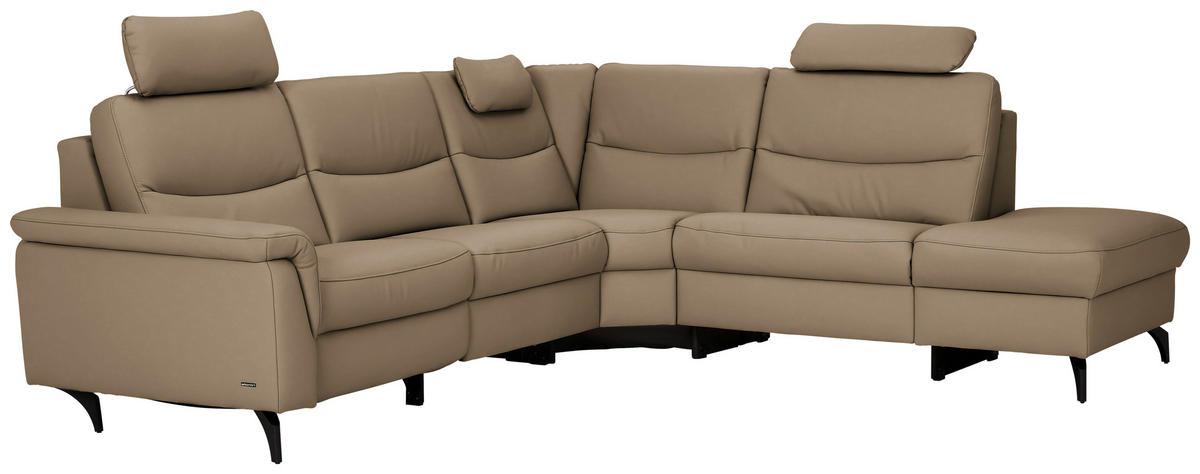 ECKSOFA  in Echtleder Cappuccino  280/249 cm  - Anthrazit/Cappuccino, Design, Leder/Metall (280/249cm) - Himolla Komfortklass