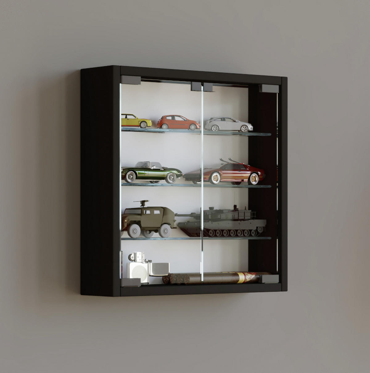 Hängevitrine in Schwarz in Schwarz  - Schwarz, Konventionell, Glas/Holzwerkstoff (40/40/10cm) - MID.YOU