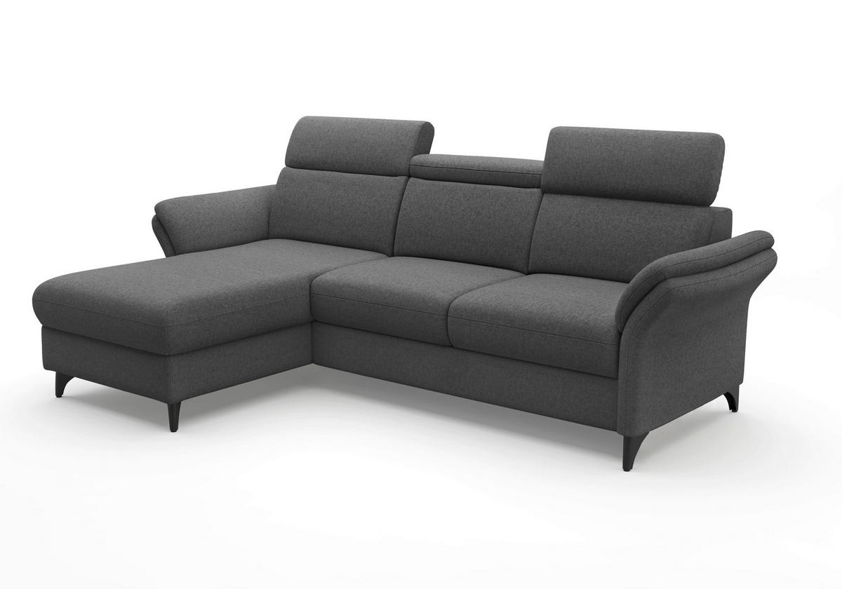 ECKSOFA GLENDALE E Dunkelgrau Flachgewebe  - Dunkelgrau/Schwarz, KONVENTIONELL, Textil/Metall (166/253cm) - Sit & More
