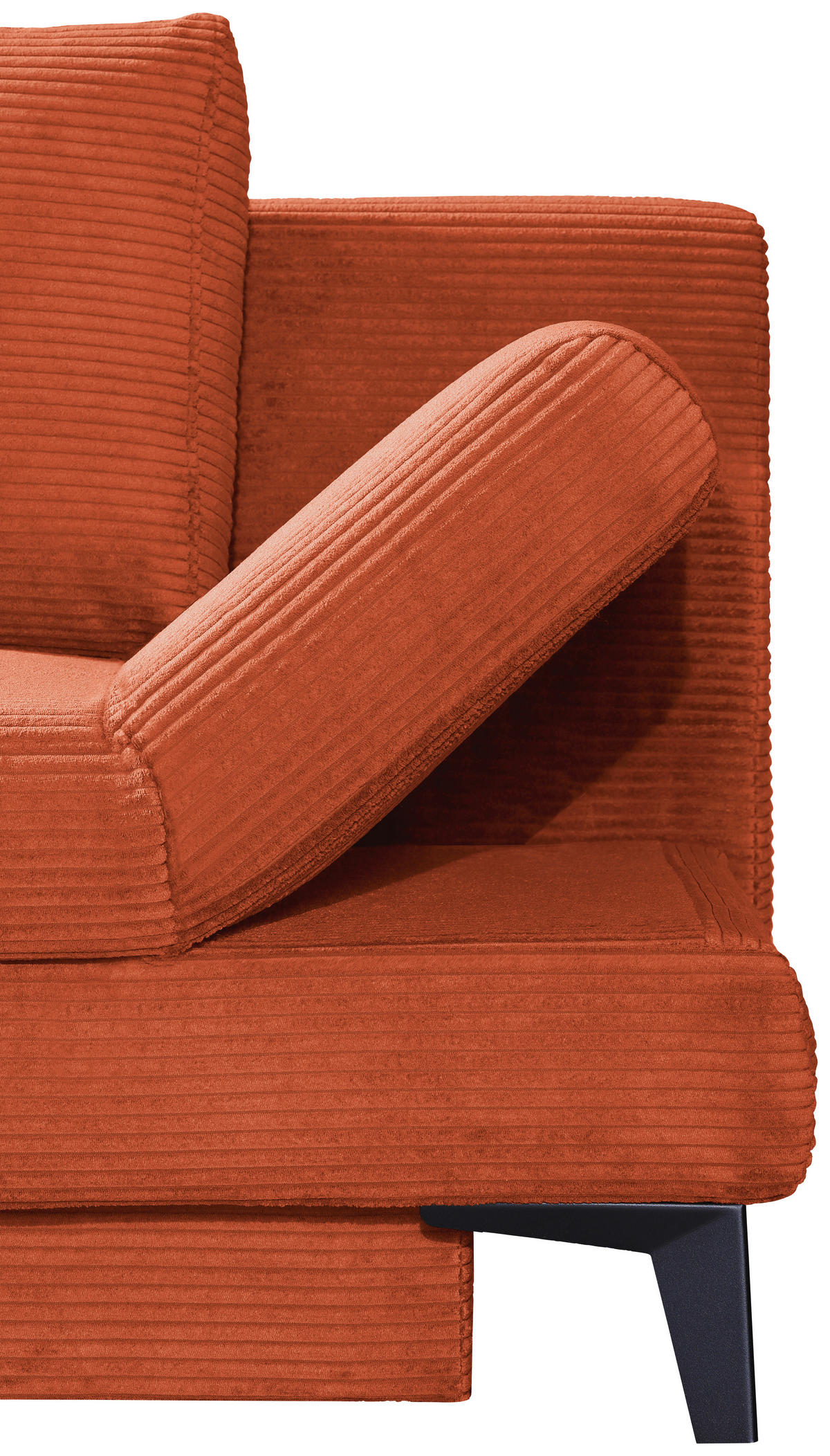 SCHLAFSOFA Cord Rostfarben  inkl. Bettkasten, Schlaffunktion, Armteilverstellung  - Rostfarben/Schwarz, Design, Textil/Metall (200/85/90cm) - Novel