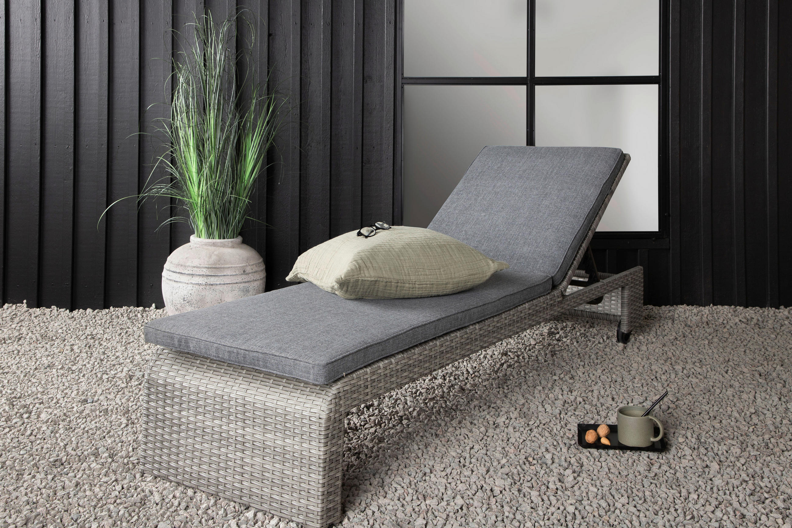 SONNENLIEGE 60/32/196 cm  - Grau, KONVENTIONELL, Kunststoff/Textil (60/32/196cm) - Gardenson