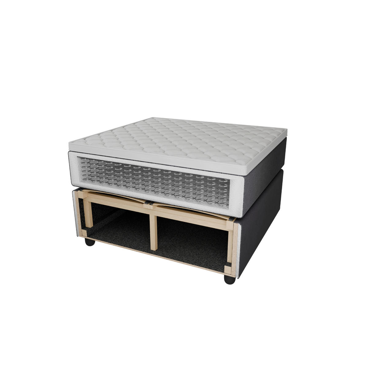 BOXBETT 120/200 cm  in Grau  - Schwarz/Naturfarben, MODERN, Holz/Kunststoff (120/200cm) - MID.YOU