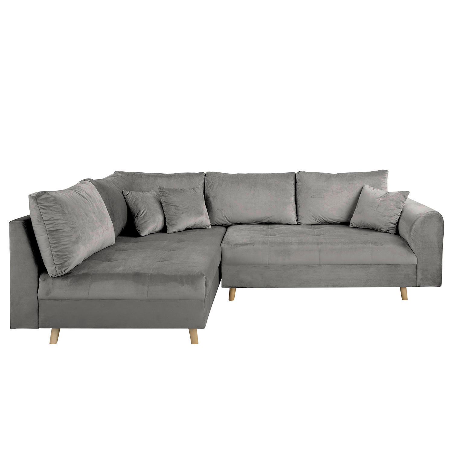 ECKSOFA Ariella Grau Samt Rückenkissen  - Naturfarben/Grau, Design, Holz/Textil (161/231cm) - Livetastic