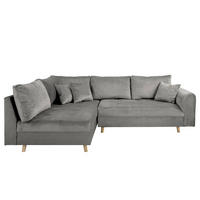 ECKSOFA Ariella Grau Samt Rückenkissen  - Naturfarben/Grau, Design, Holz/Textil (161/231cm) - Livetastic