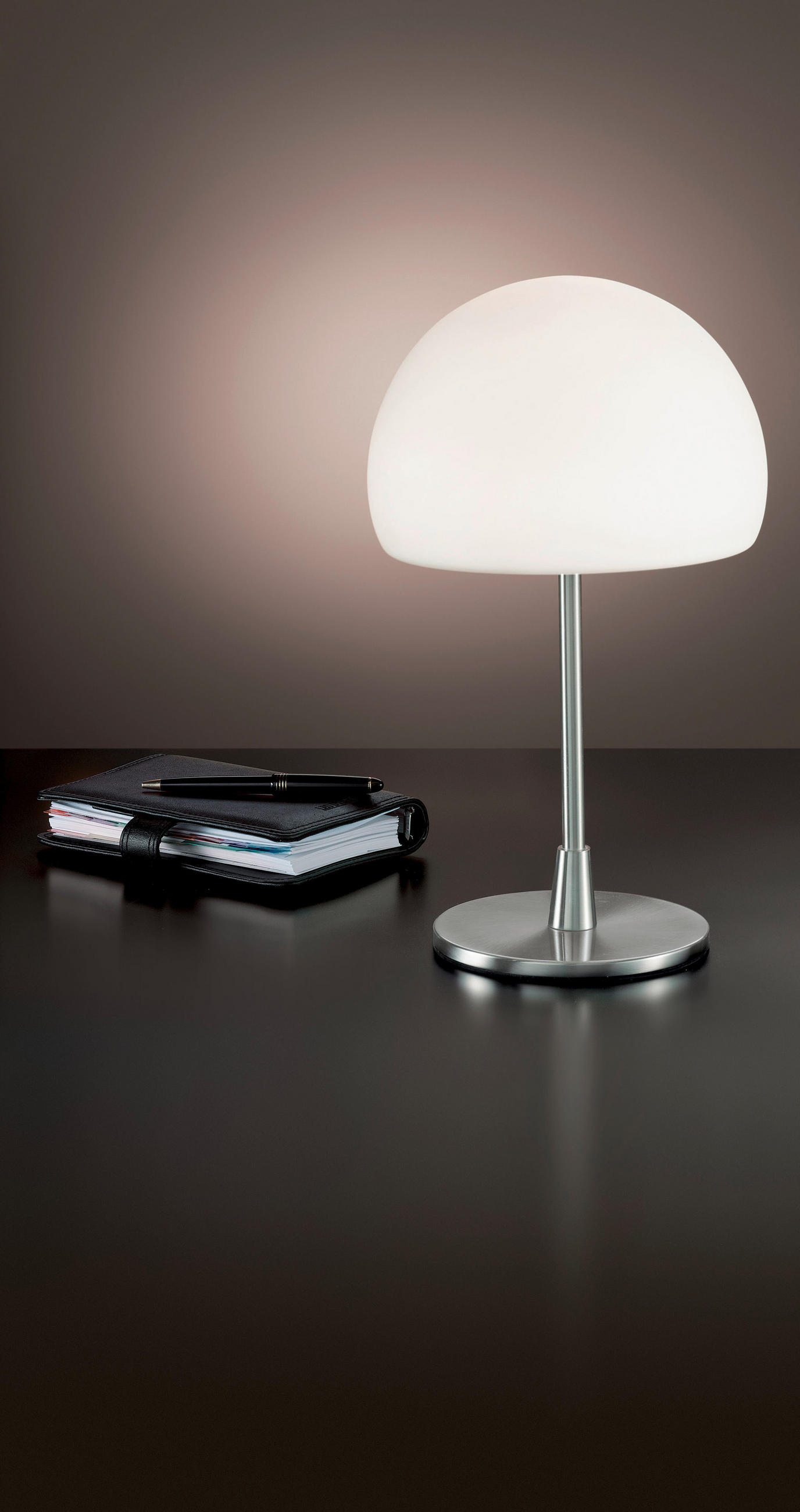 TISCHLEUCHTE Gaia 14/35 cm   - Weiß/Nickelfarben, Design, Glas/Metall (14/35cm) - Fabas Luce