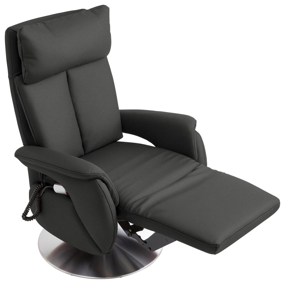 RELAXSESSEL in Leder Anthrazit  - Edelstahlfarben/Anthrazit, Konventionell, Leder/Metall (78/110/81cm) - Cantus