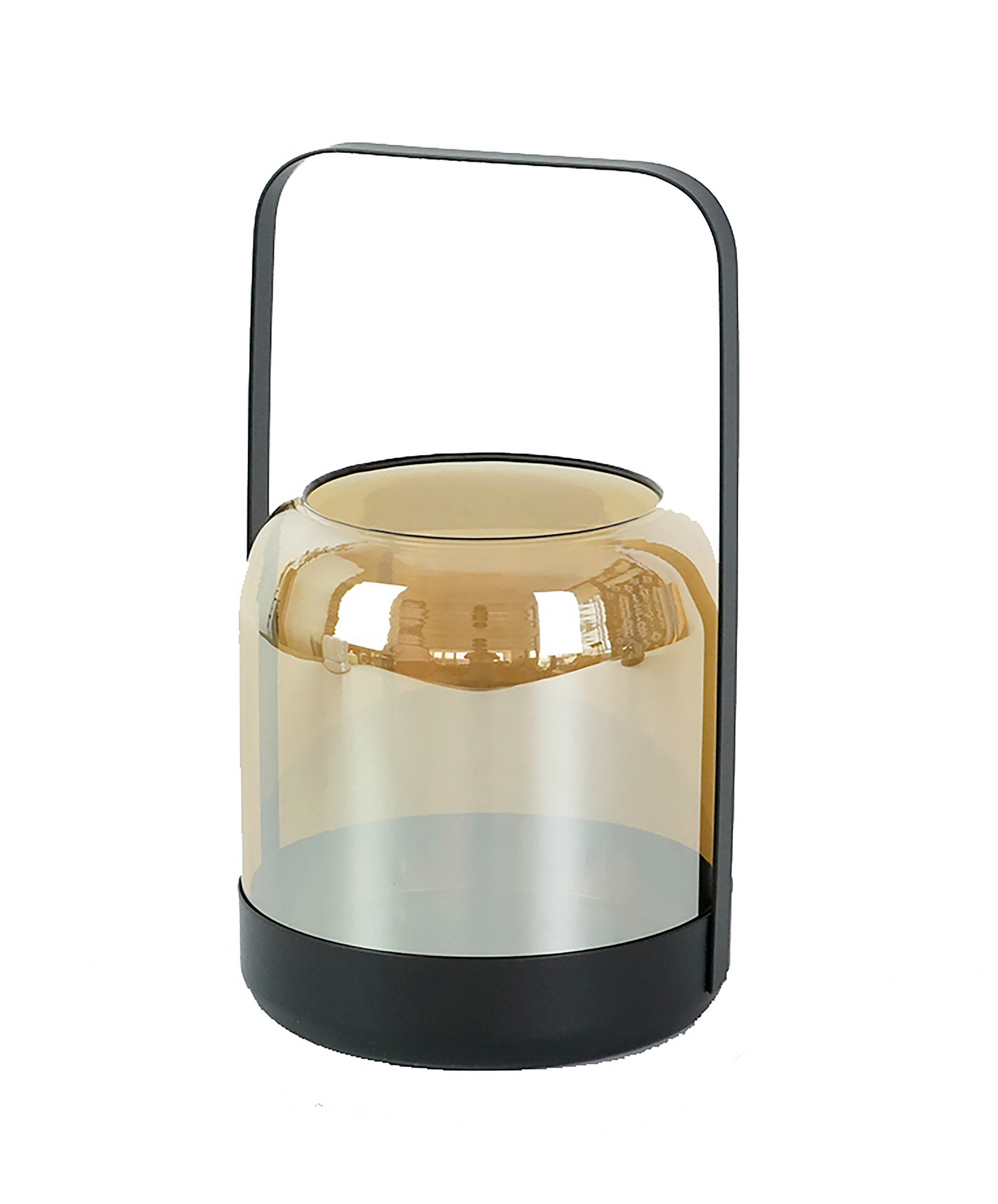 LATERNE - Bernsteinfarben/Schwarz, Design, Glas/Metall (165/28cm)