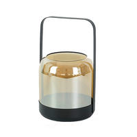 LATERNE - Bernsteinfarben/Schwarz, Design, Glas/Metall (165/28cm)