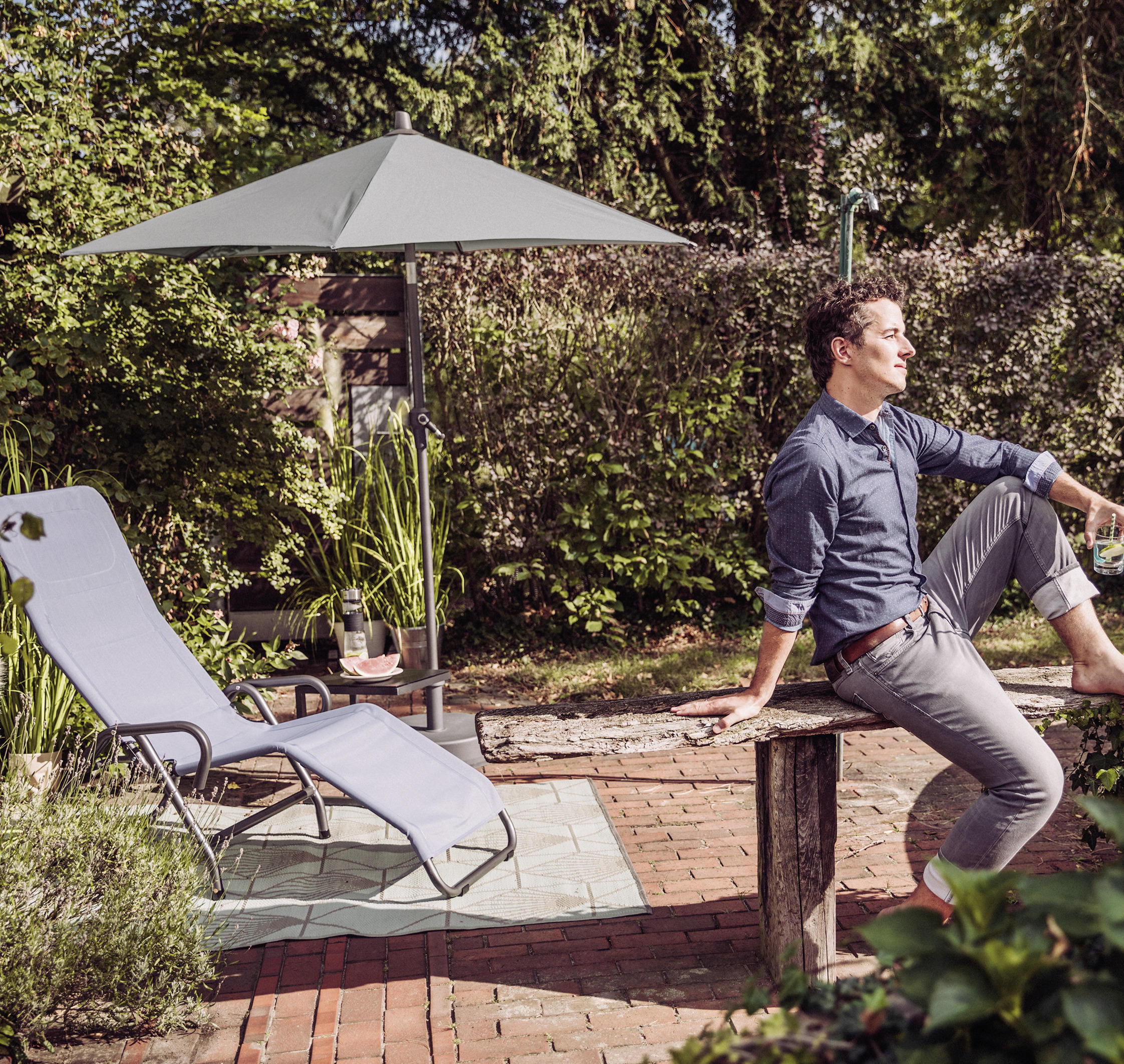 SONNENSCHIRM 250 cm - Anthrazit/Grau, KONVENTIONELL, Textil/Metall (250/250cm) - Siena Garden