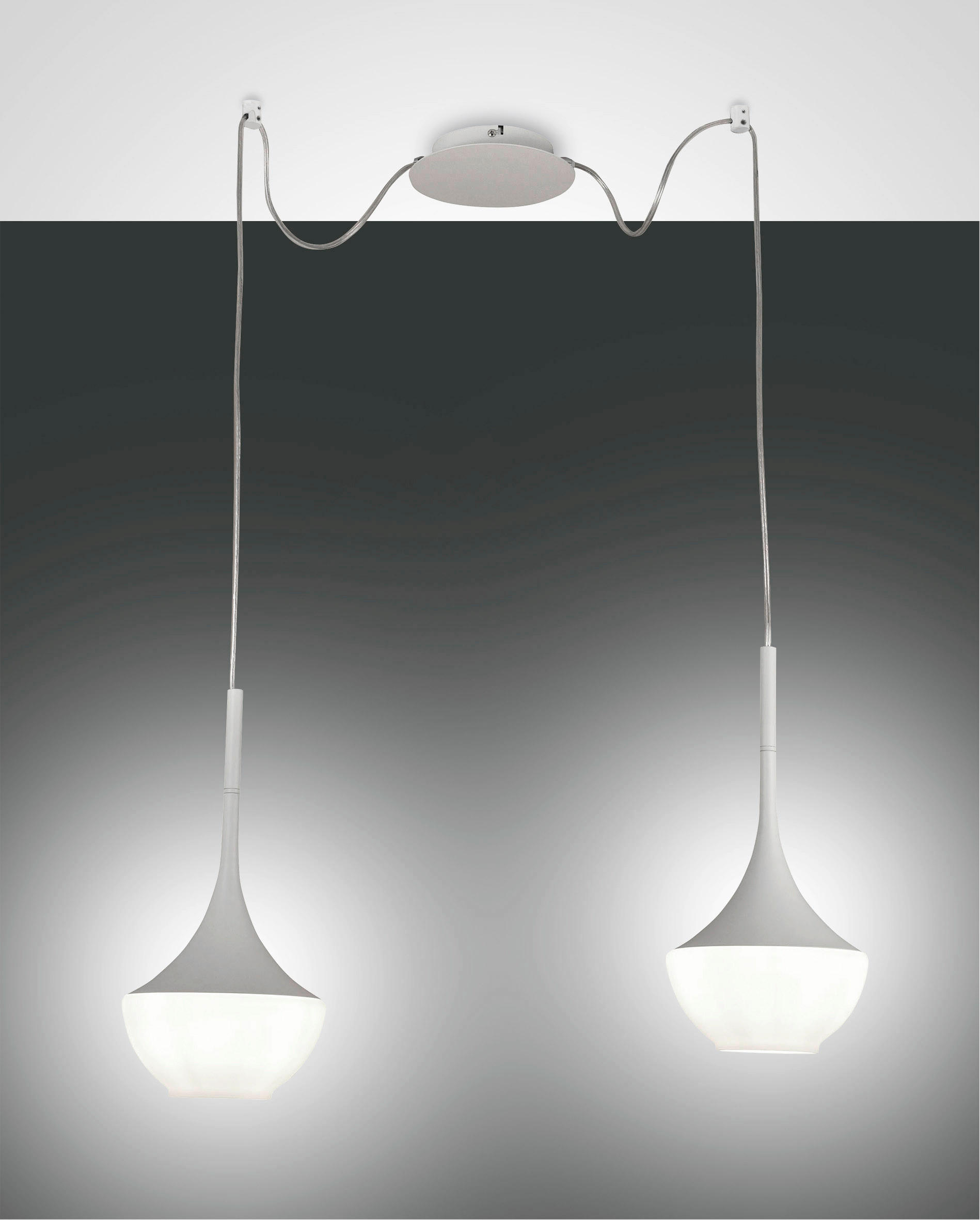 PENDELLEUCHTE 700/350 cm  - Weiß, Design, Glas/Metall (700/350cm) - Fabas Luce