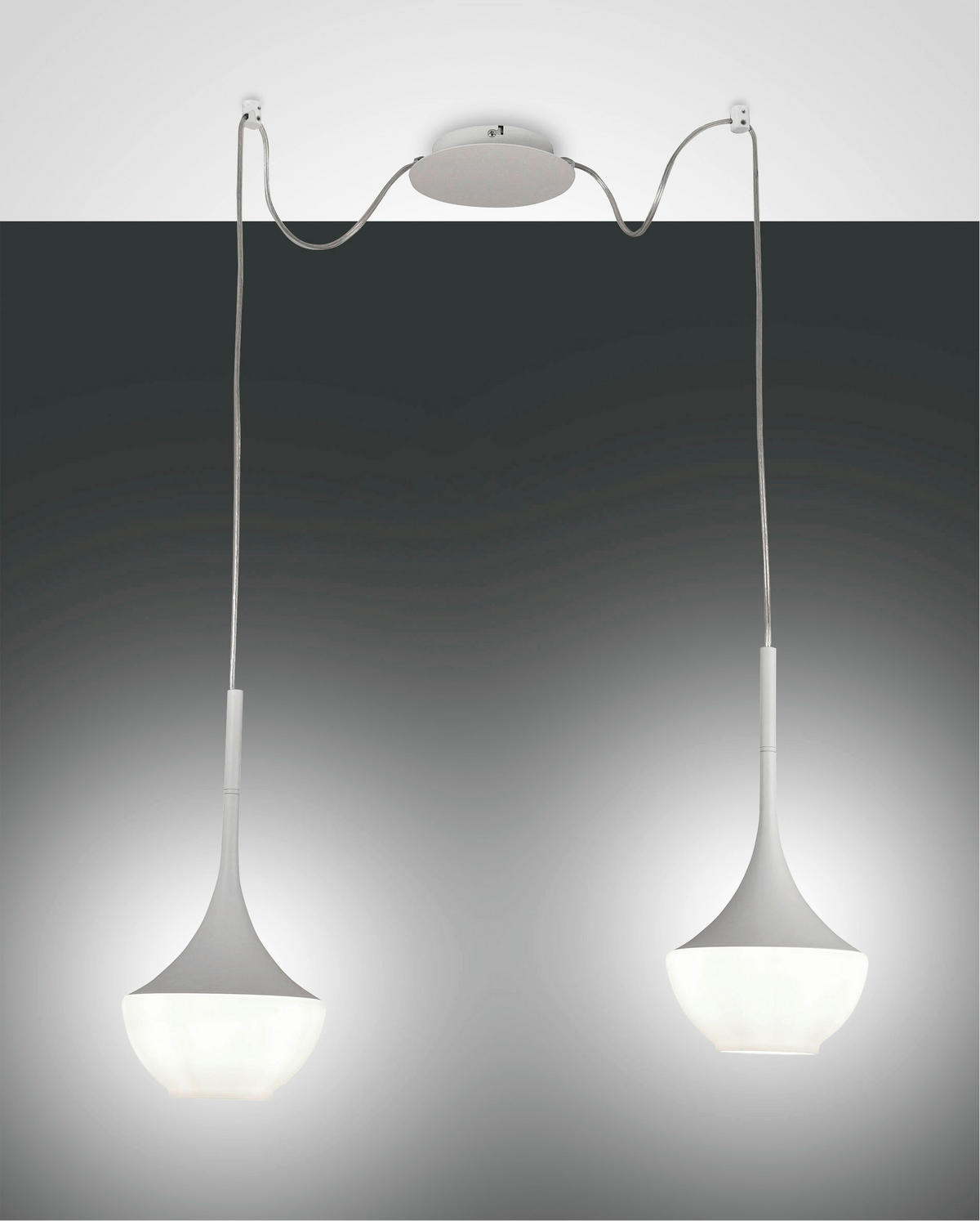 PENDELLEUCHTE 700/350 cm  - Weiß, Design, Glas/Metall (700/350cm) - Fabas Luce