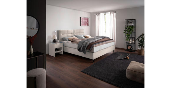 BOXSPRINGBETT 200/220 cm  in Ecru  - Ecru/Schwarz, KONVENTIONELL, Textil/Metall (200/220cm) - Esposa