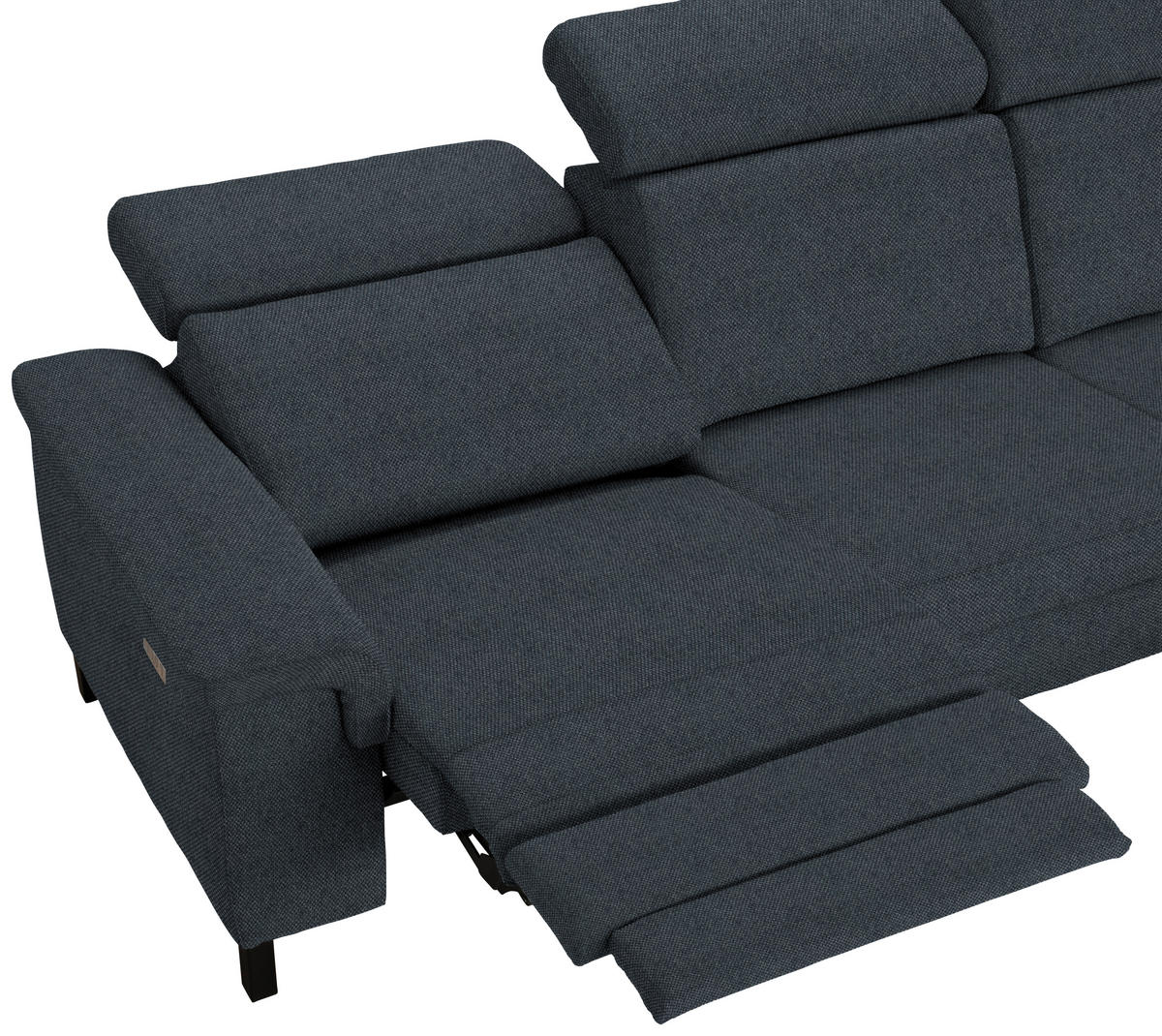 ECKSOFA in Flachgewebe Anthrazit  - Anthrazit/Schwarz, Konventionell, Textil/Metall (304/182cm) - Pure Home Comfort