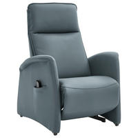 FERNSEHSESSEL Blaugrau  - Blaugrau/Schwarz, Design, Leder/Kunststoff (79/114/87-176cm) - Valdera