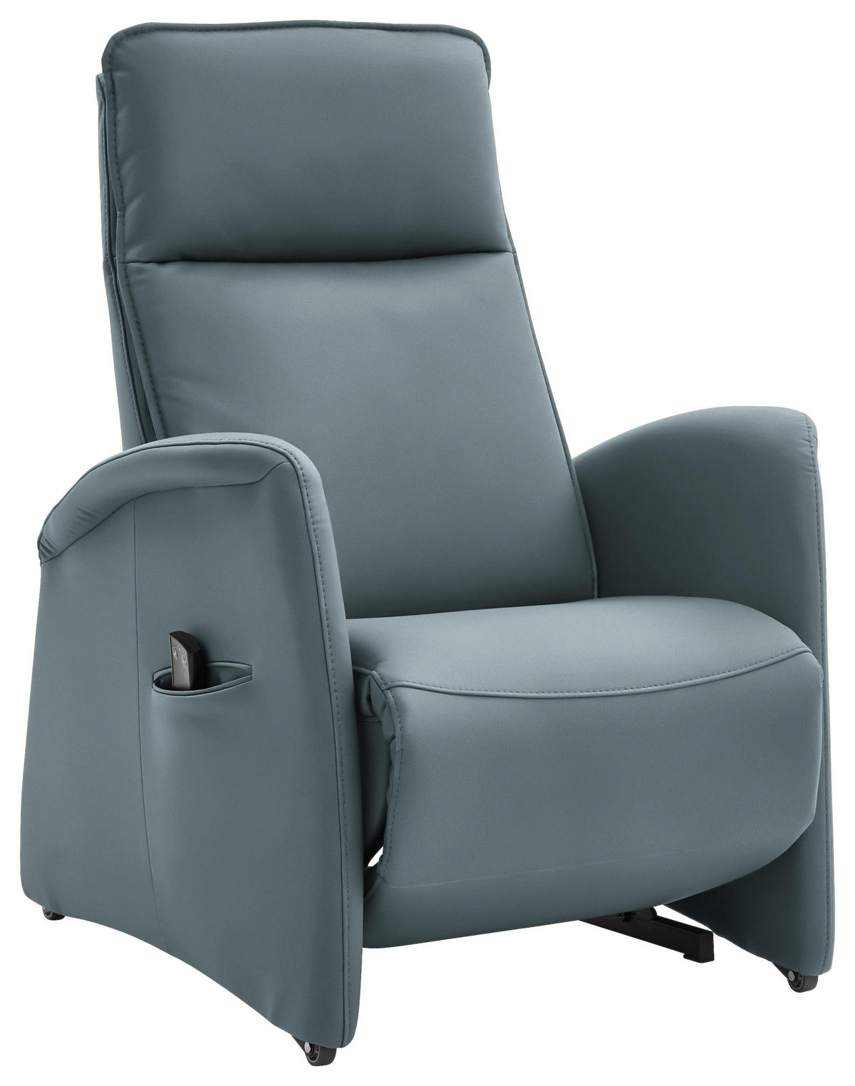 FERNSEHSESSEL Blaugrau  - Blaugrau/Schwarz, Design, Leder/Kunststoff (79/114/87-176cm) - Valdera