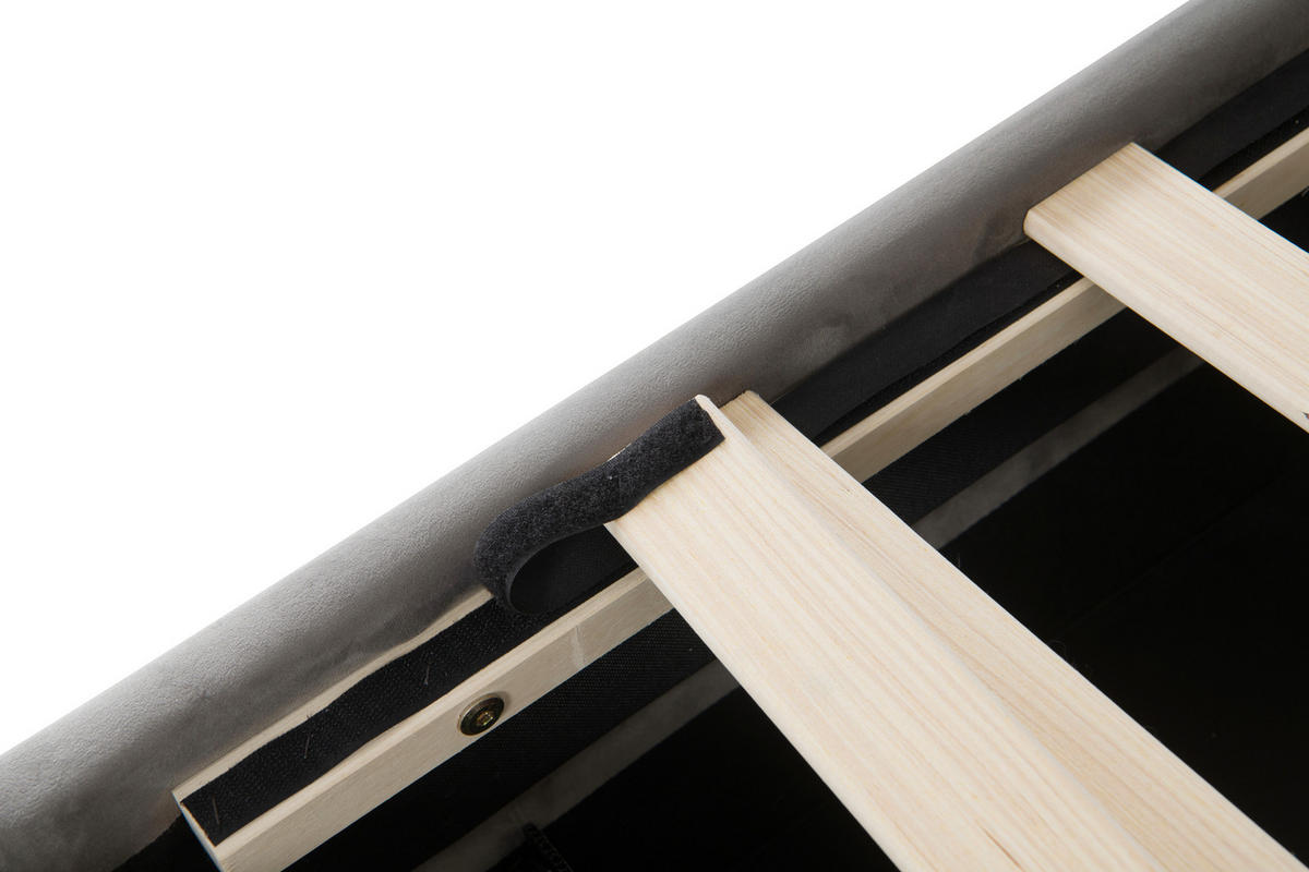 POLSTERBETT 140/200 cm,  in Grau, Lattenrost, Bettschubladen, Kopfteilbeleuchtung,  - Schwarz/Naturfarben, Design, Holz/Kunststoff (140/200cm) - Boxxx