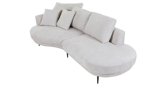 ECKSOFA Grauweiß Chenille  - Grauweiß/Schwarz, KONVENTIONELL, Textil/Metall (140/275cm) - Carryhome