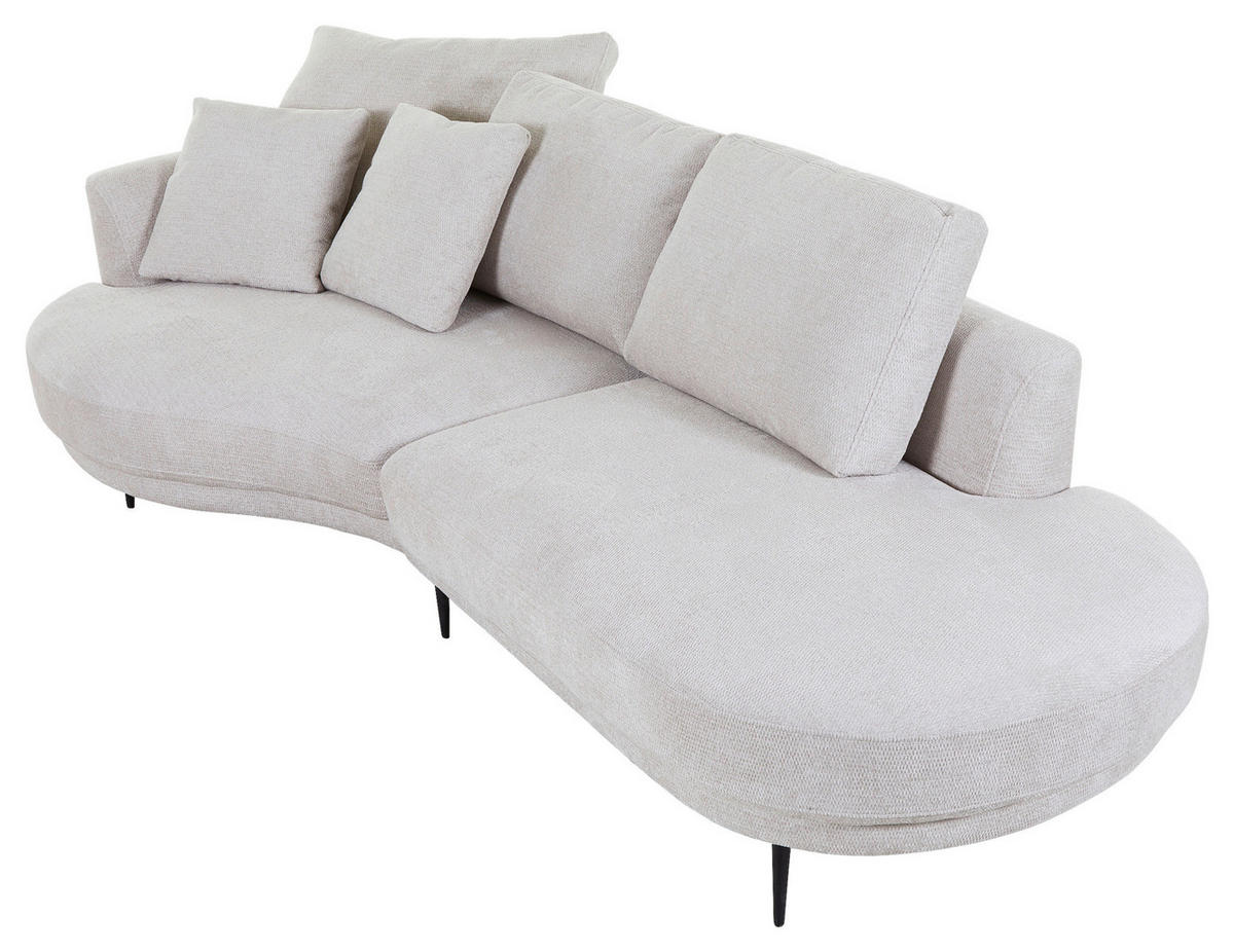 ECKSOFA in Chenille Grauweiß  140/275 cm  - Grauweiß/Schwarz, KONVENTIONELL, Textil/Metall (140/275cm) - Carryhome