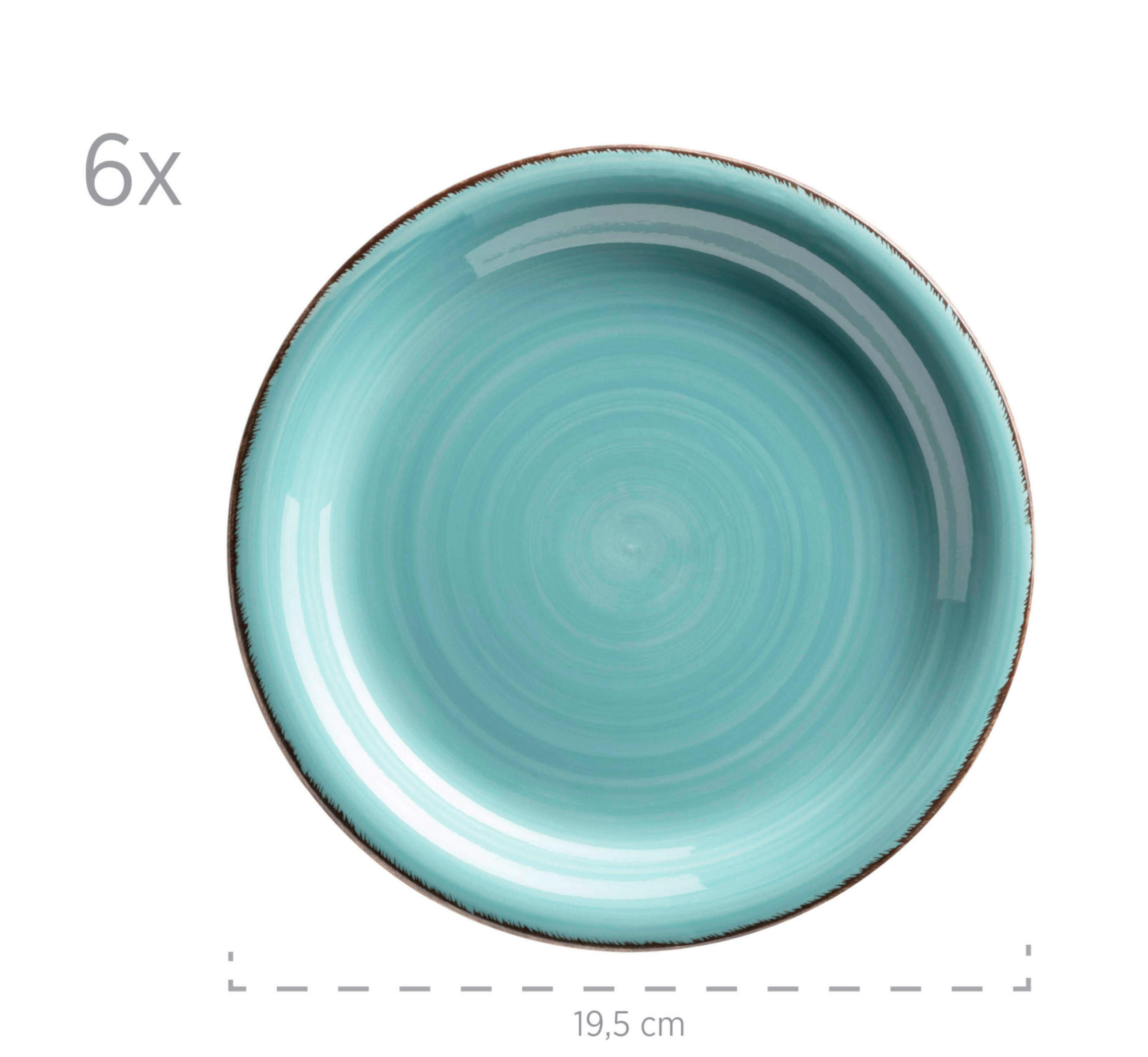 DESSERTTELLERSET Türkis 6-teilig LUMACA  - Türkis, Basics, Keramik (19,5/2,5cm) - Mäser