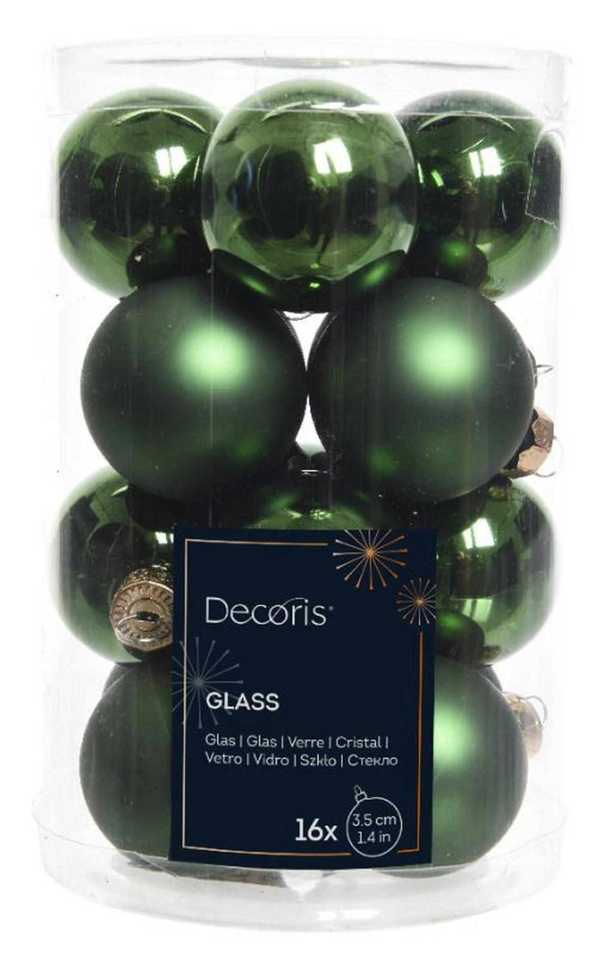 CHRISTBAUMKUGEL-SET 3,5 cm 16-teilig  - Pinienfarben, KONVENTIONELL, Glas (3,5cm)