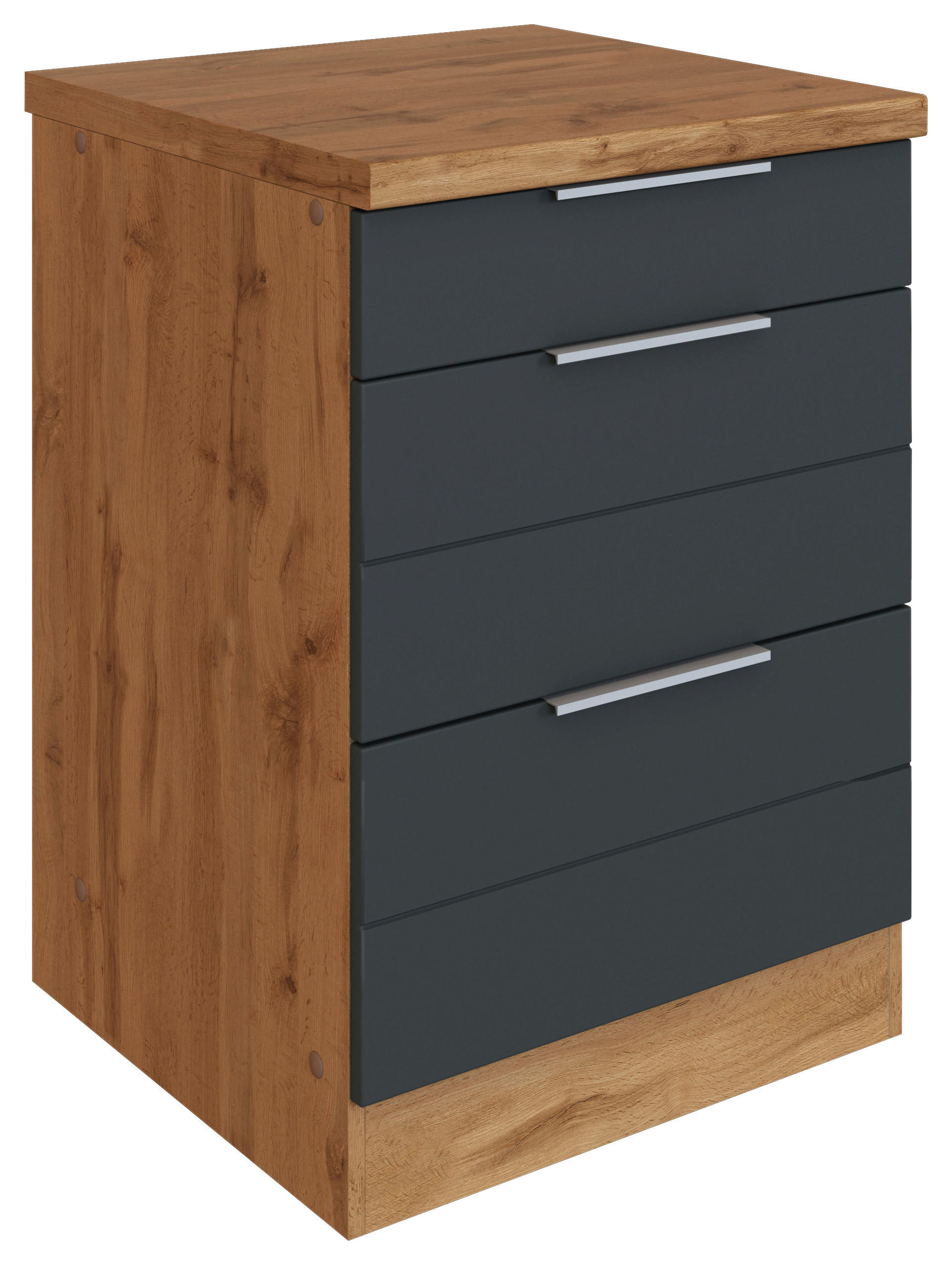 KÜCHENUNTERSCHRANK 60/86/60 cm  in Grau, Eiche Wotan  - Eiche Wotan/Grau, Design, Holzwerkstoff/Metall (60/86/60cm) - Held