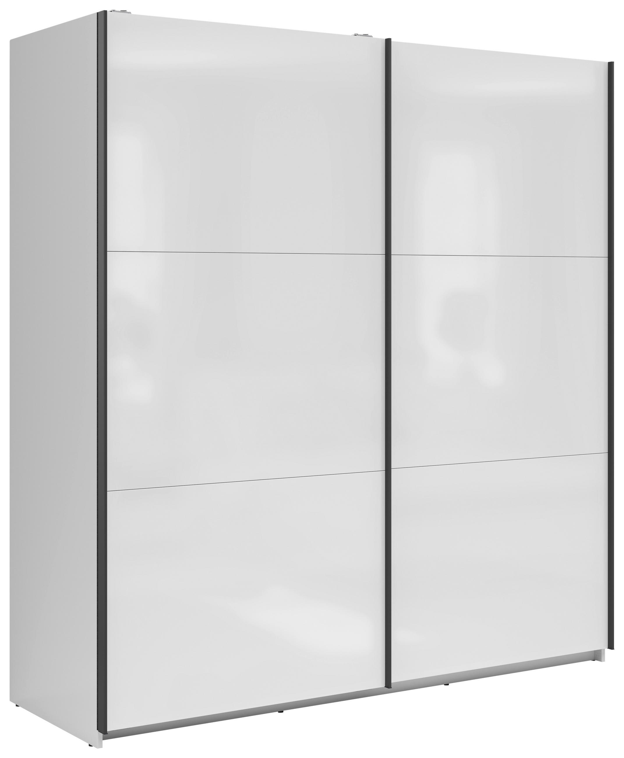 SCHWEBETÜRENSCHRANK 183/195,5/60 cm 2-türig Weiß Hochglanz  - Weiß Hochglanz/Anthrazit, MODERN, Holzwerkstoff/Metall (183/195,5/60cm) - MID.YOU