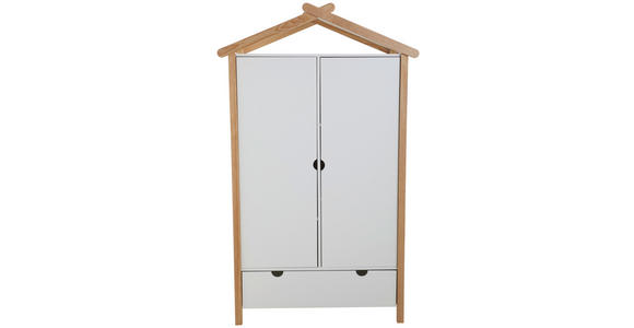 KLEIDERSCHRANK 2-türig Kiefer massiv, teilmassiv Weiß, Kieferfarben  - Weiß/Kieferfarben, Design, Holz/Holzwerkstoff (100/180/58cm) - Xora