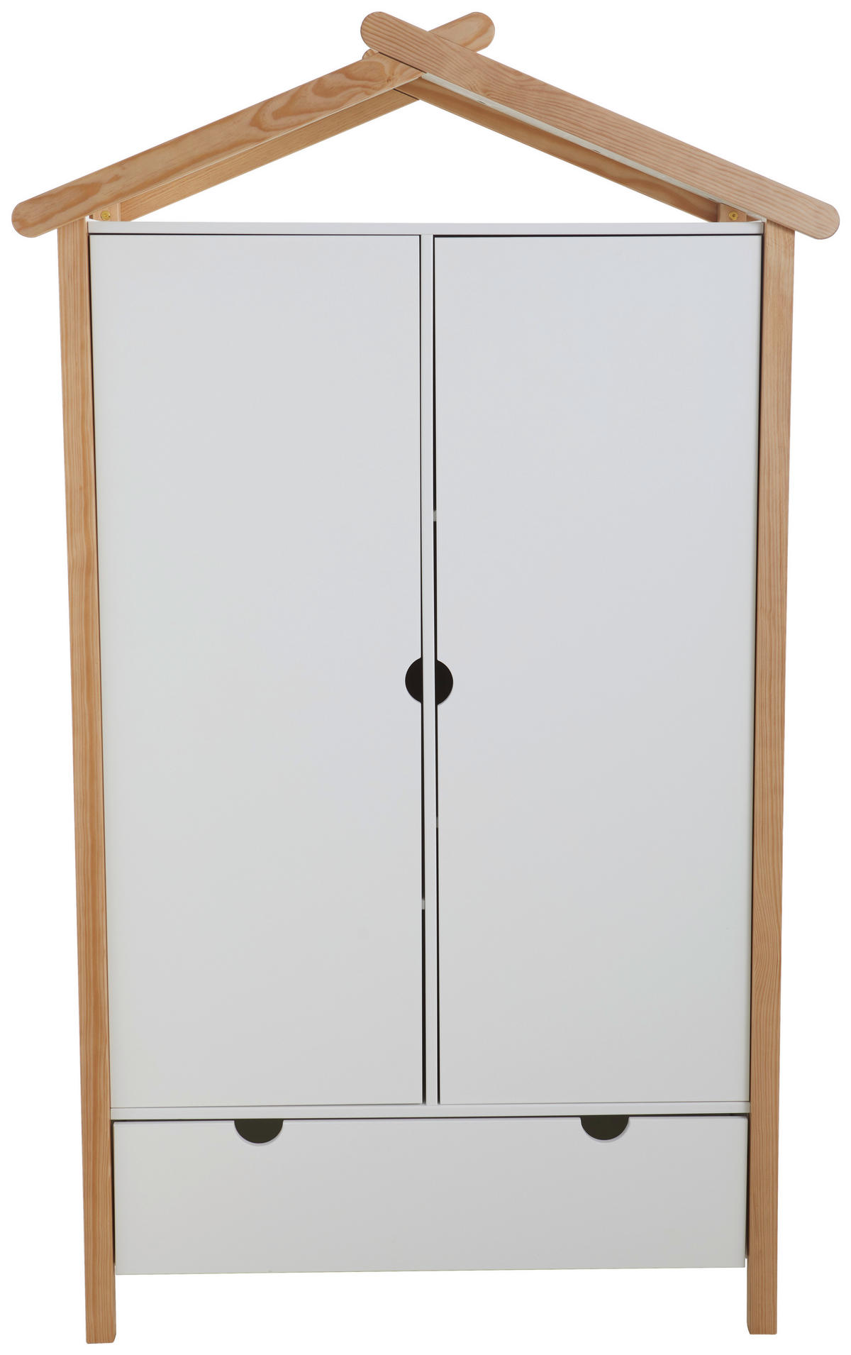 KLEIDERSCHRANK 2-türig Kiefer massiv, teilmassiv Weiß, Kieferfarben  - Weiß/Kieferfarben, Design, Holz/Holzwerkstoff (100/180/58cm) - Xora