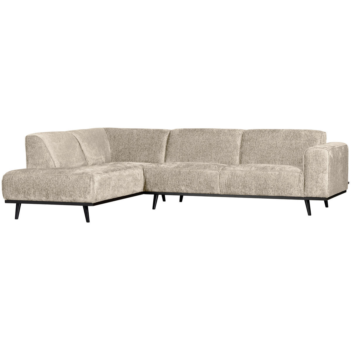 ECKSOFA Statement Naturfarben Samt  - Schwarz/Naturfarben, Design, Holz/Textil (210/274cm) - Livetastic