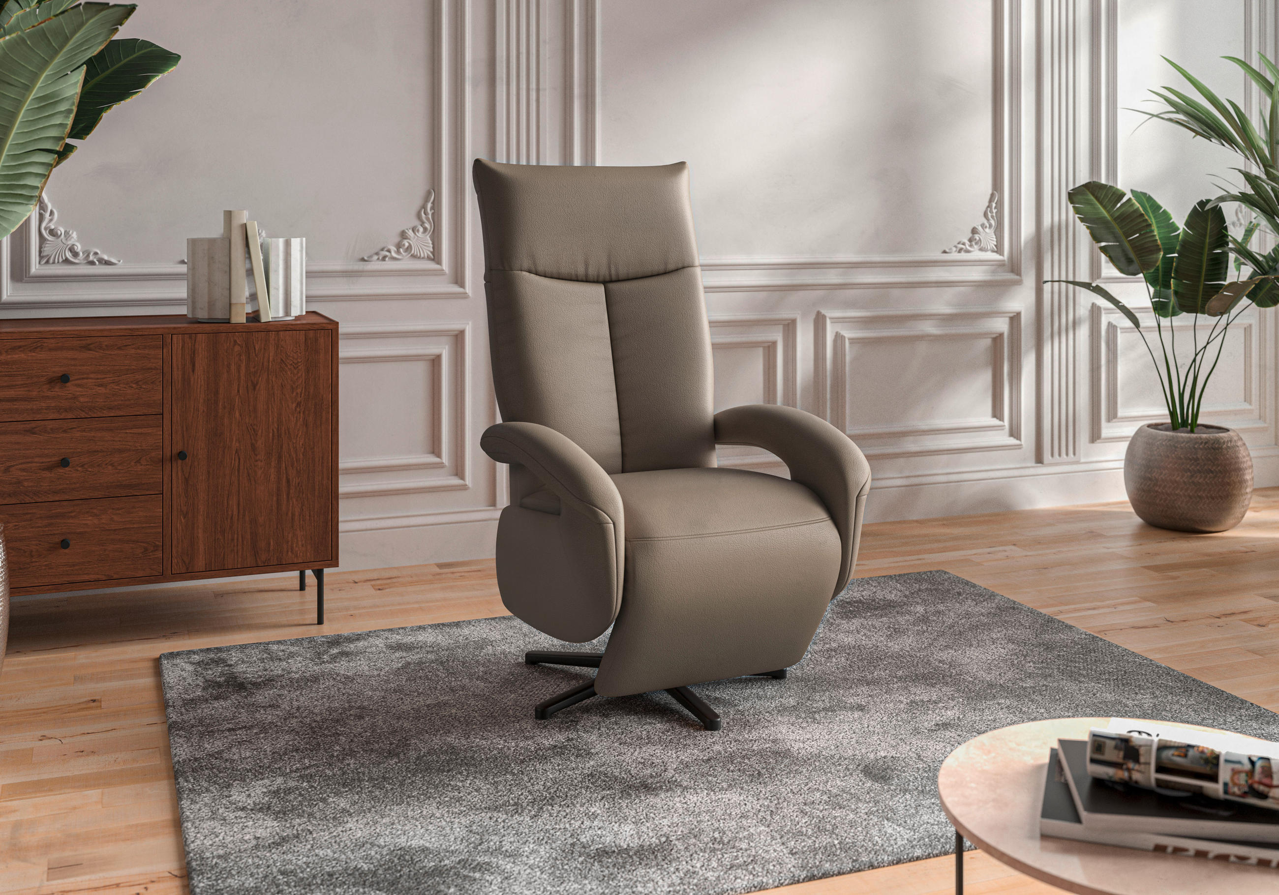 SESSEL in Echtleder Grau - Schwarz/Grau, Konventionell, Leder/Metall (74/112/82cm) - Sit & More