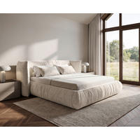 POLSTERBETT 180/200 cm,  in Naturfarben, gepolstertes Kopfteil, Lattenrost, Bettkasten,  - Schwarz/Naturfarben, Design, Holz/Kunststoff (180/200cm) - Chameo
