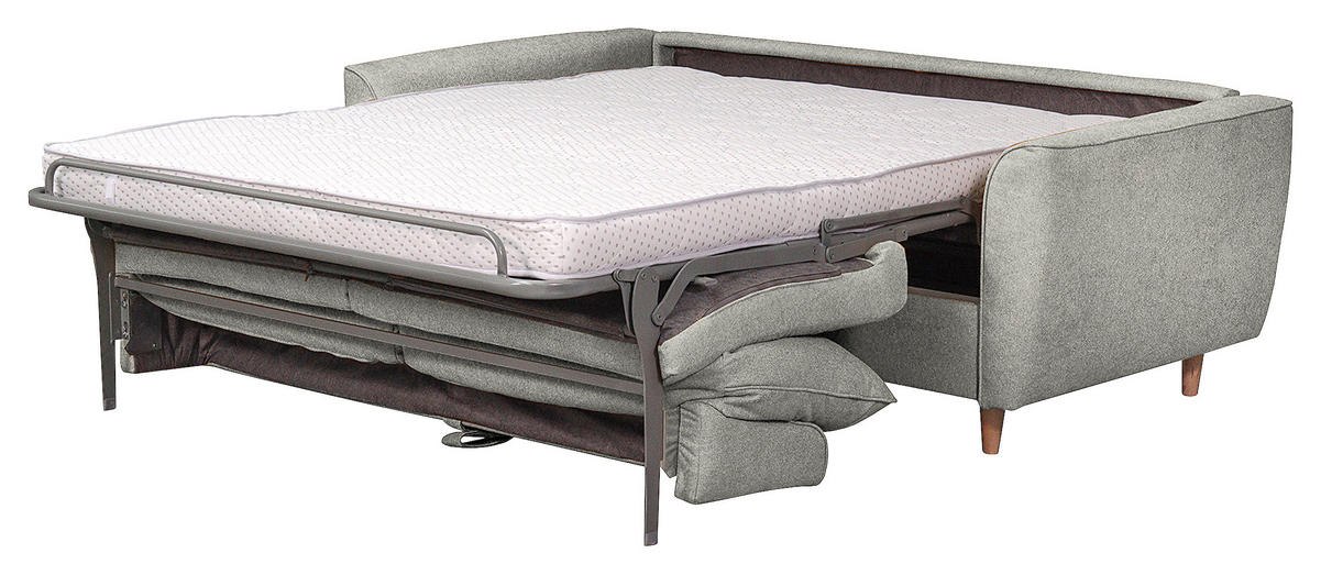 SCHLAFSOFA in Textil Hellgrau  - Buchefarben/Hellgrau, Design, Holz/Textil (195/90/102cm) - Livetastic
