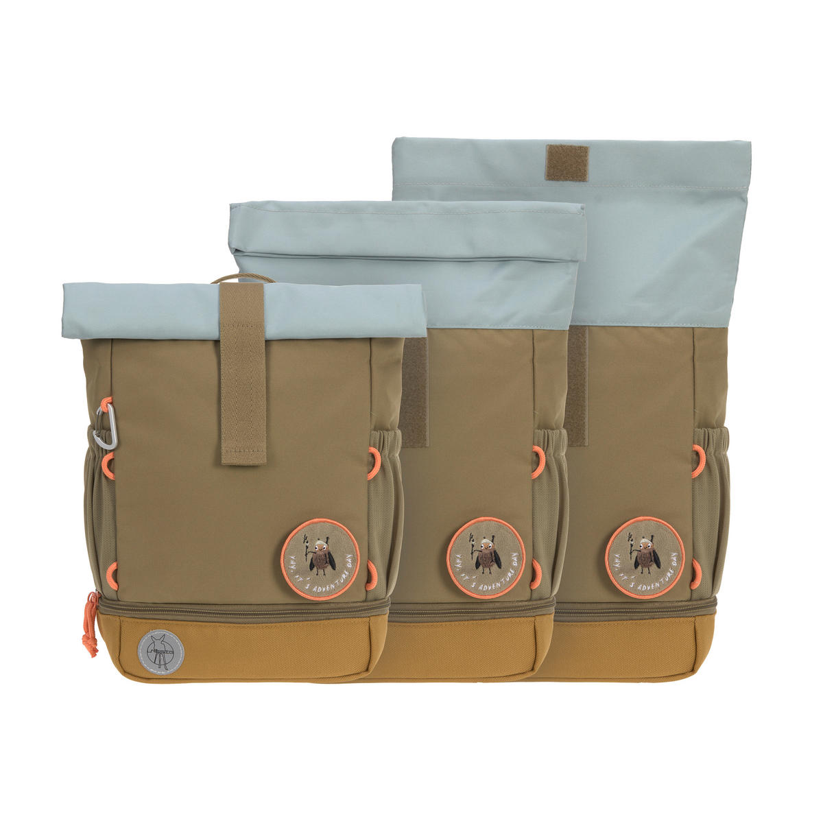 KINDERRUCKSACK Rolltop  - Olivgrün, Basics, Textil (23/11/32,5cm) - Lässig