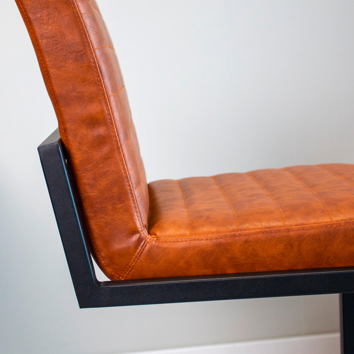 BARHOCKER-SET Lederlook Cognac  - Cognac/Schwarz, MODERN, Textil/Metall (54/100/58cm) - MID.YOU