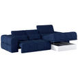 ECKSOFA Dunkelblau Chenille  - Schwarz/Dunkelblau, KONVENTIONELL, Kunststoff/Textil (290/203cm) - Carryhome