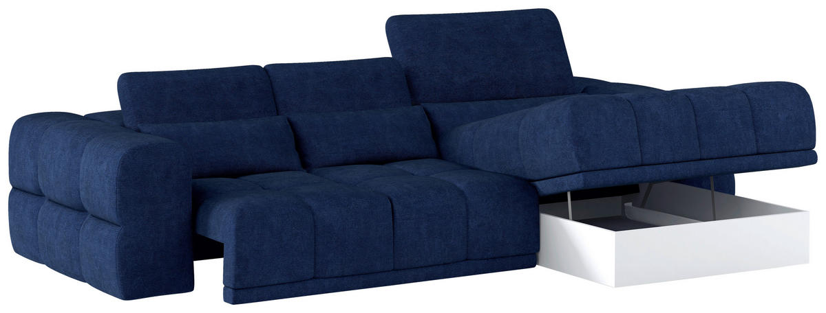 HÖRNSOFFA i chenille mörkblå  - svart/mörkblå, Klassisk, textil/plast (290/203cm) - MID.YOU