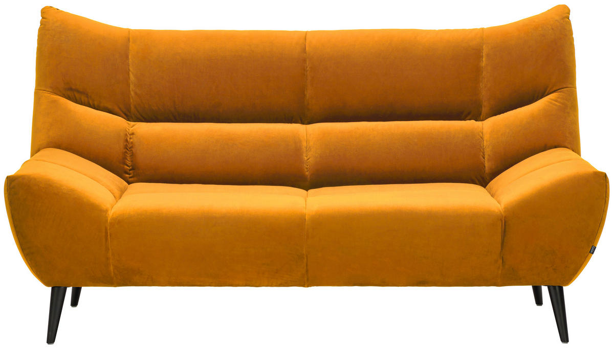 2-SITZER-SOFA in Mikrofaser Currygelb  - Currygelb/Schwarz, Design, Textil/Metall (190/106/99cm) - Xora