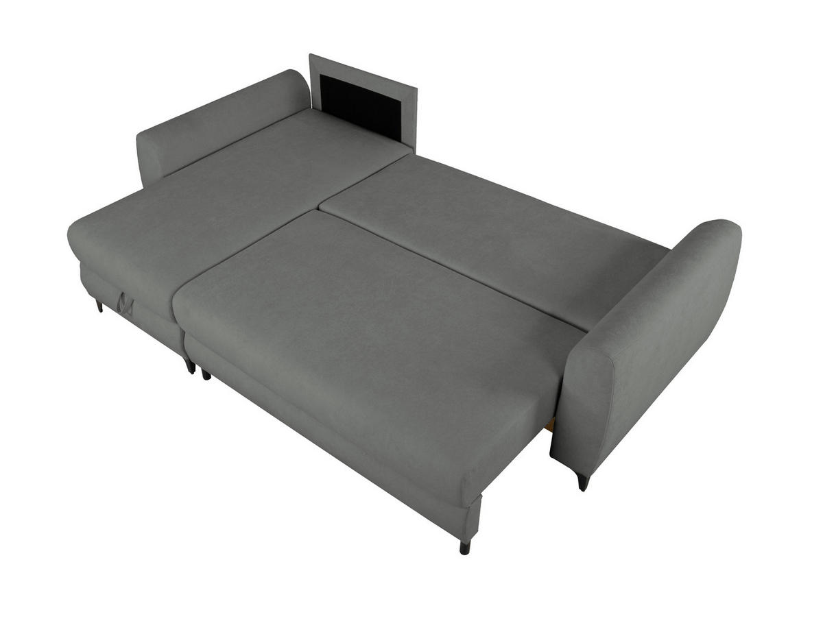 ECKSOFA Moli Dunkelgrau Bouclé  - Dunkelgrau/Schwarz, Design, Textil/Metall (236/148cm) - MID.YOU