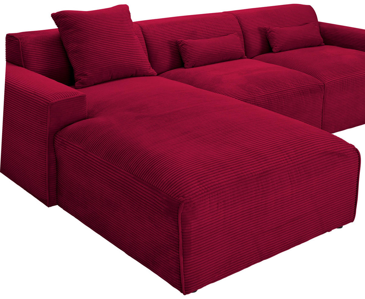 ECKSOFA Rot Cord  - Rot/Schwarz, Design, Kunststoff/Textil (196/303cm) - Livetastic
