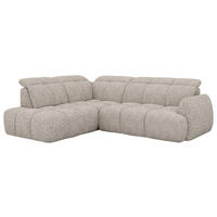 ECKSOFA Beige Webstoff Bettkasten, Schlaffunktion, Rücken echt, Kopfteilverstellung, Sitzvorzug  - Beige/Schwarz, Design, Kunststoff/Textil (230/275cm) - Welnova