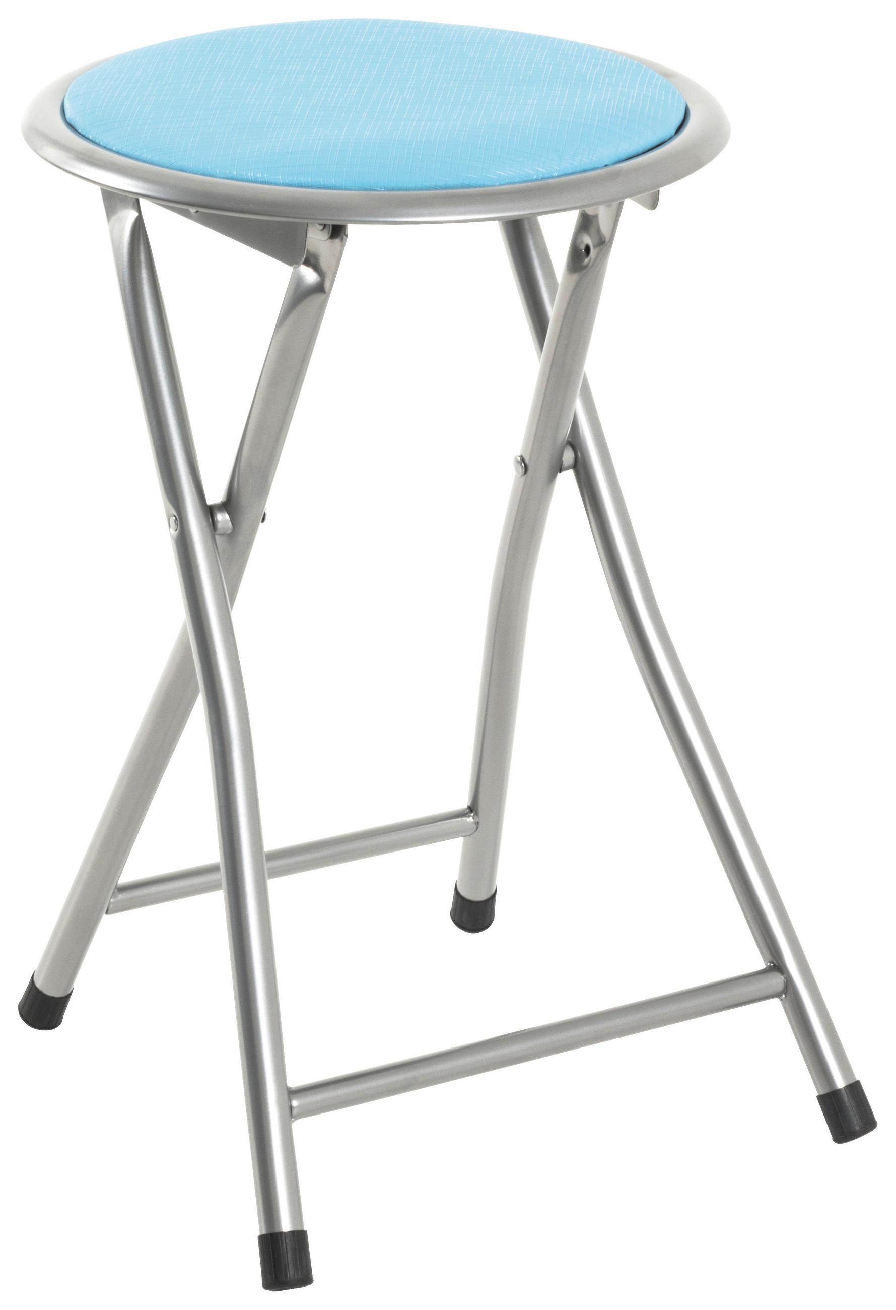 Klapphocker Ouzo Stahlrohr Alu/Lederlook Blau H: 45 cm