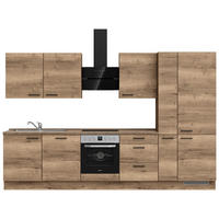 KÜCHENLEERBLOCK 330 cm   in Eiche dunkel  - Eiche dunkel/Schwarz, MODERN, Holzwerkstoff/Metall (330cm) - Nobilia