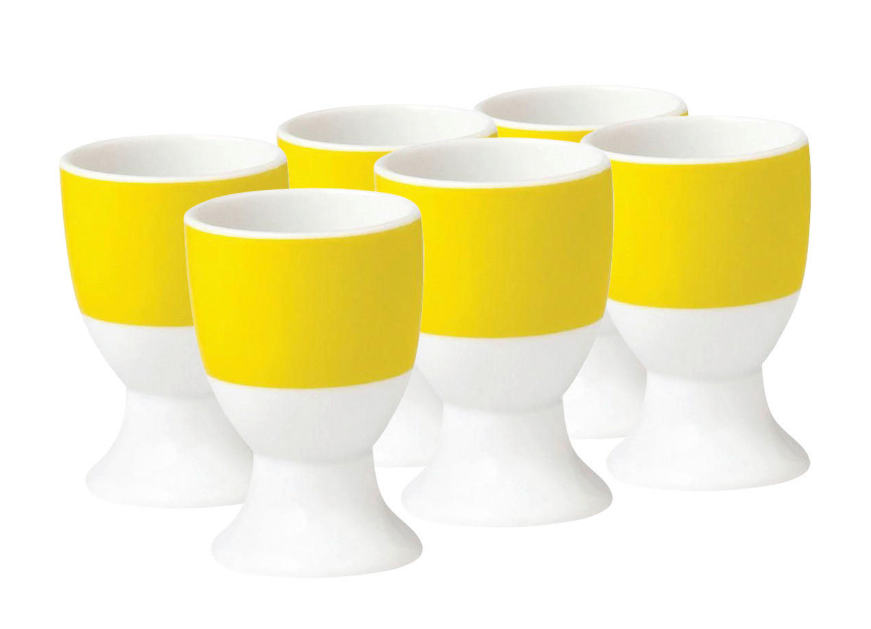 Eierbecherset Gelb Weiß 6-Teilig B: 16,5 Cm