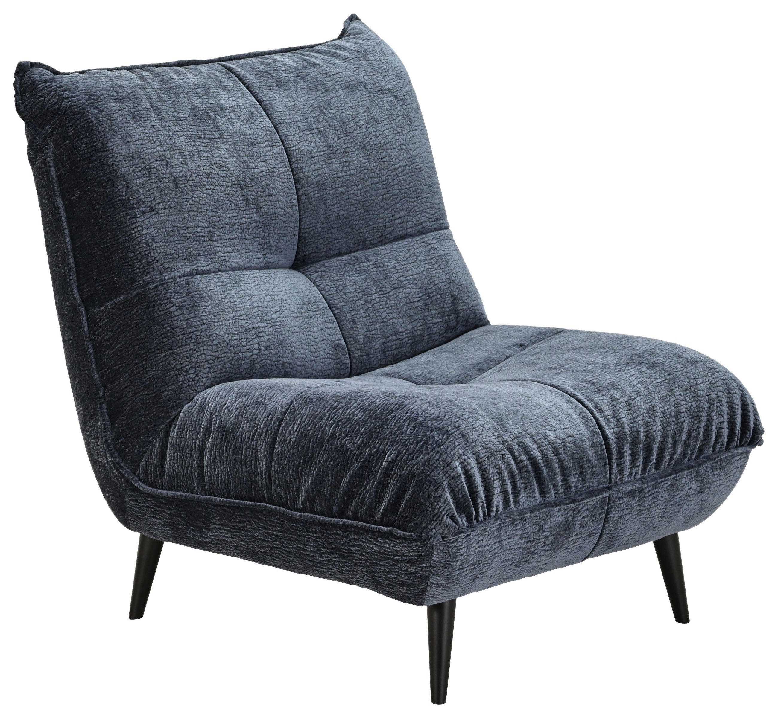 SESSEL in Mikrofaser Dunkelblau  - Schwarz/Dunkelblau, KONVENTIONELL, Textil/Metall (89/100/101cm) - Hom`in