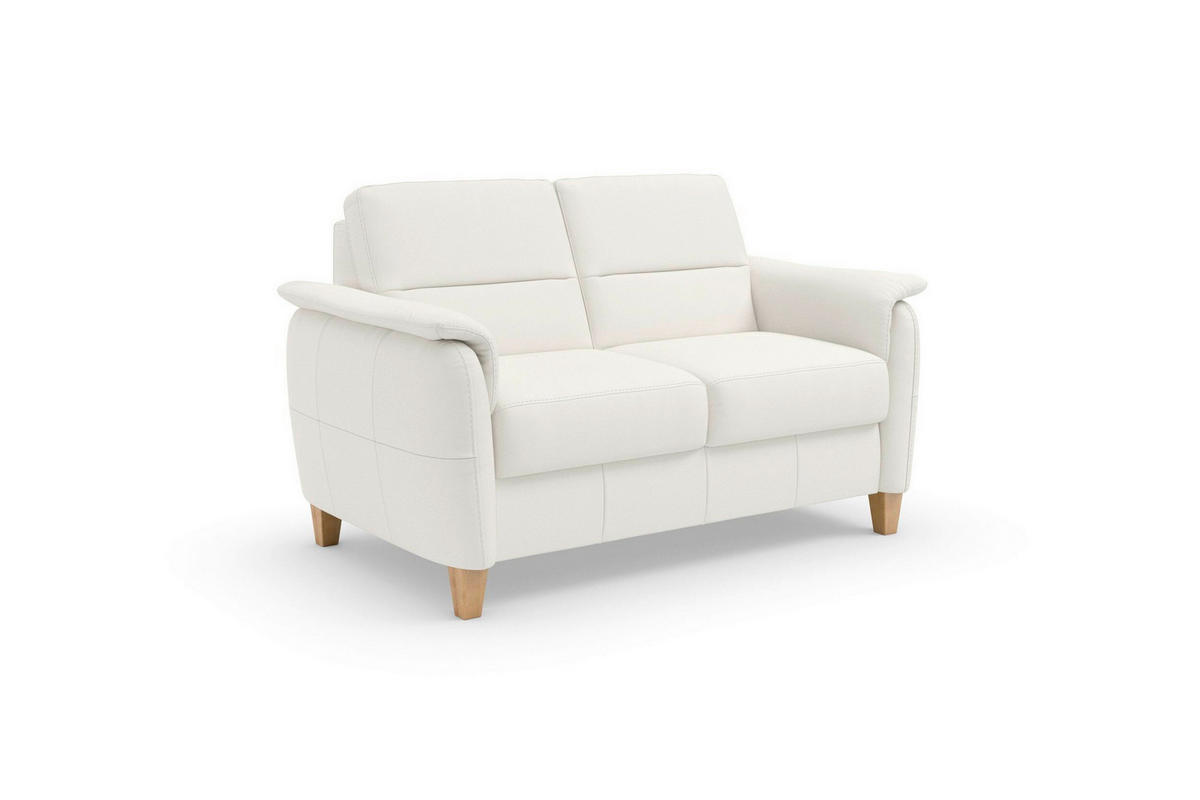 DVOJMIESTNA POHOVKA, biela, pravá koža - biela/farba duba, Basics, koža/drevo (149/89/89cm) - Sit & More
