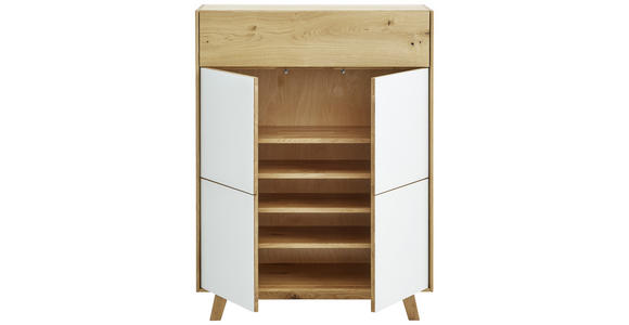SCHUHSCHRANK 85/113/40 cm - Eichefarben/Weiß, Natur, Glas/Holz (85/113/40cm) - Dieter Knoll